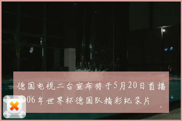 德国电视二台宣布将于5月20日首播2006年世界杯德国队精彩纪录片